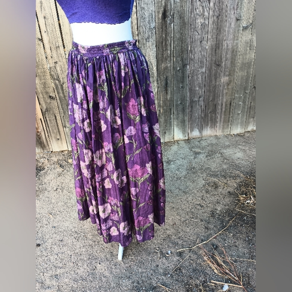 Vintage floral silk skirt